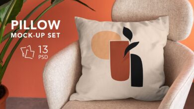 موك اب وسادة مخدة CreativeMarket - Pillow Mock-Up Set 5995955