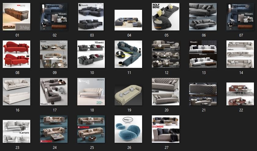 HQ Model - Sofa - 3dmax27 موديل من موديلات الأرائك عالية الجودة