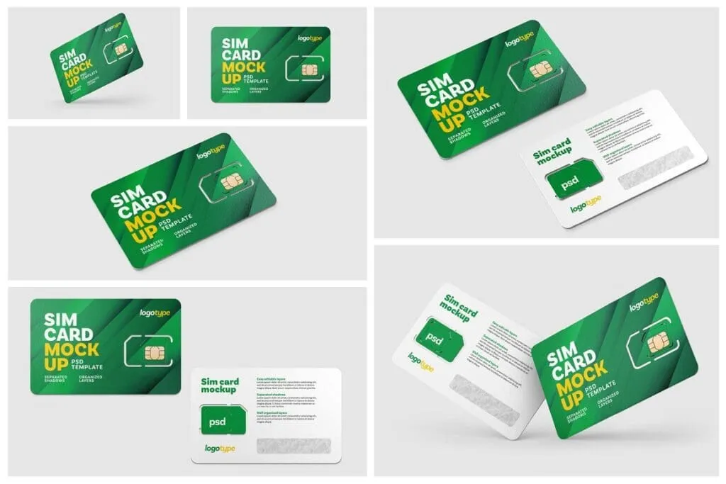 موك اب شريحة جوال Sim Card Mockup Set 6061364