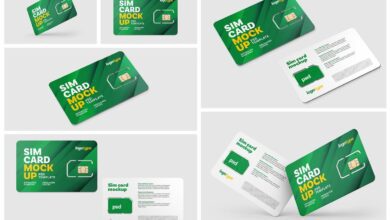 موك اب شريحة جوال Sim Card Mockup Set 6061364