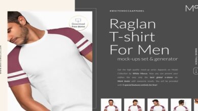 CreativeMarket - Men Raglan T-shirt Mock-ups Set 6197282