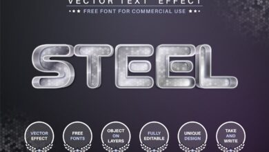 تاثير المعدن او الفولاذ Steel editable text effect - 6236462