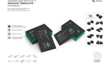 موك اب كومة بطاقات العمل Business Card Stack Mockup Template Vol 2