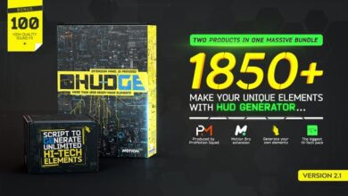 الاصدار الجديد للحزمة كاملة شغالة Videohive - HUDGE | Generator of Hi-Tech Elements | 1850+ HUD UI V2.1 - 26509230- Project & Script for After Effects