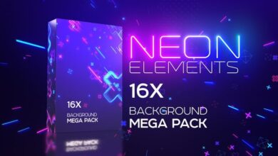حزمة عناصر النيون كاملة Motion Array - Neon Elements Background Pack (741477)