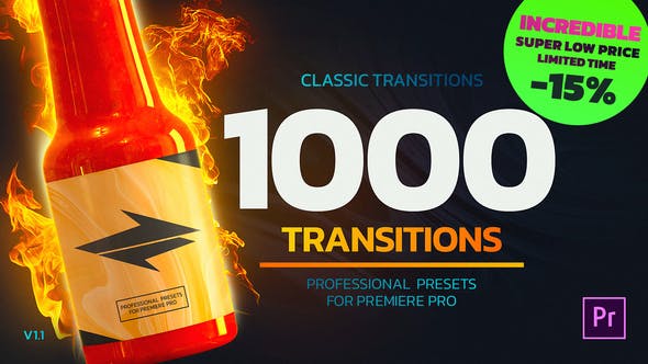 أكثر من 1000 انتقال ديناميكي لبرنامج بريمير Videohive - 1000 Premiere Pro Transitions - 26058666
