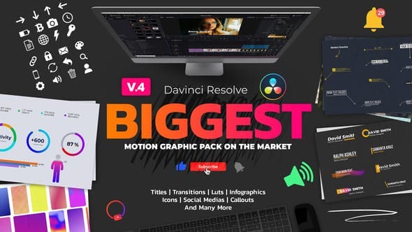 الحزمة الاضخم Motion Graphic Pack for Davinci Resolve