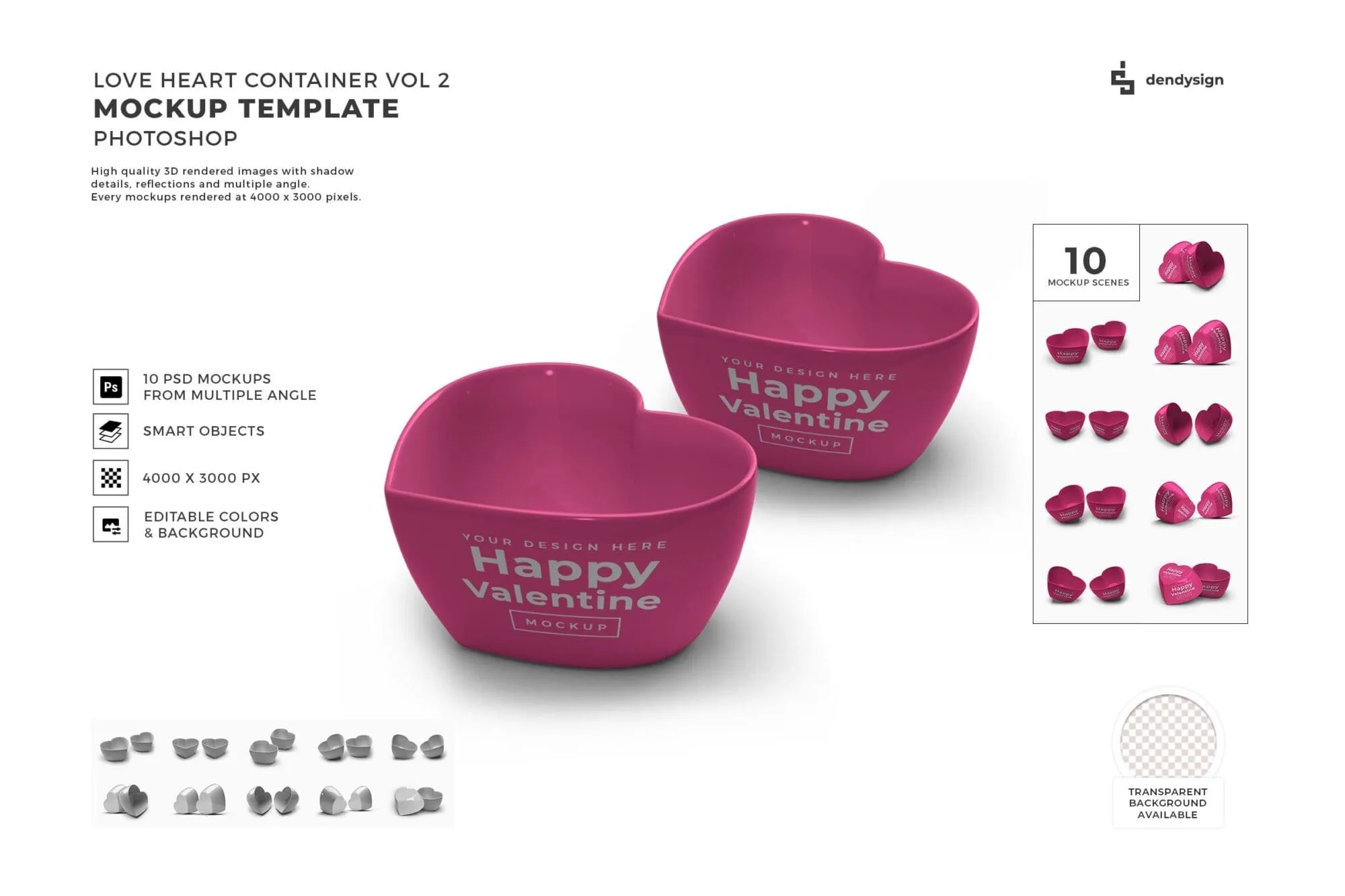 موك اب حاوية القلب Love Heart Container Mockup Template Bundle 2 - 1425427