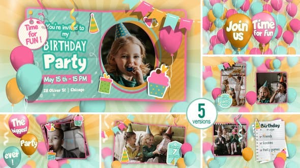 Videohive - Happy Birthday invitation and Slideshow - 32337846 - Project for After Effects