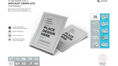 موك اب نشرة اعلانية lyer Paper Mockup Template Set Vol 2 - 32507113