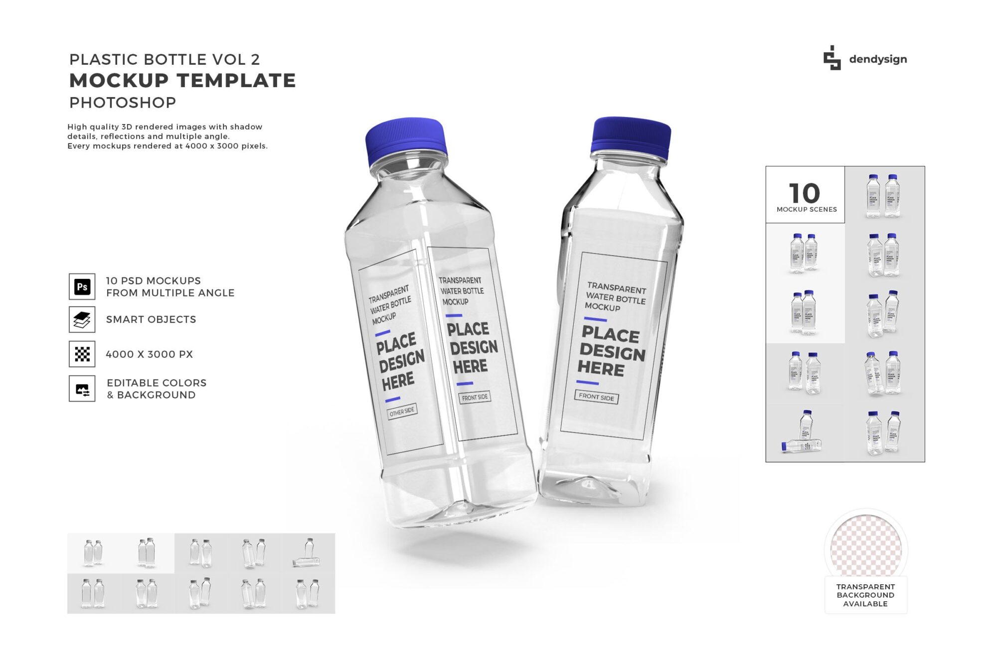 موك اب تغليف الزجاجات البلاستيكية الشفافة Transparent Plastic Bottle Packaging Mockup Vol 2 - 32552999