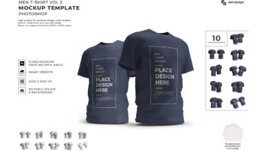 موك اب قماش تي شيرت للرجال Men Tshirt Cloth Mockup Template Bundle 2 - 1408513