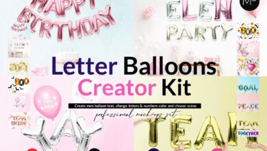 منشى احرف بالونية CreativeMarket - Own Letter Baloons Scene Creator 6165155