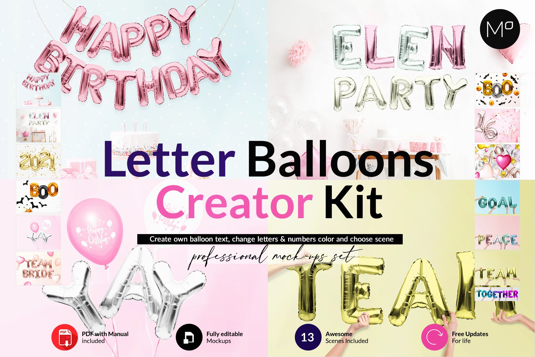 منشى احرف بالونية CreativeMarket - Own Letter Baloons Scene Creator 6165155