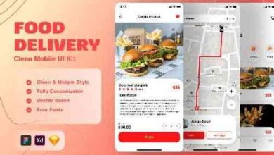 طقم واجهة المستخدم لتوصيل الطعام Food Delivery Mobile UI Kit