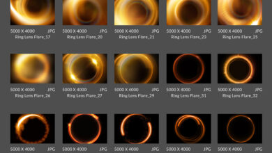 43 تراكب عدسة حلقة مضيئة GraphicRiver - 43 Ring Lens Flare Overlays & Photoshop Action 33003185