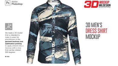 موك اب قميص رجالي ثلاثي الأبعاد CreativeMarket - 3D Men's Dress Shirt LS Mockup 6002097