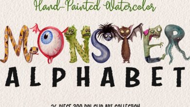 الأبجدية المائية الوحش Watercolor Monster Alphabet - 2822840