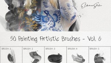 50 فرشاة رسم فنية للفوتوشوب 0 Painting Artistic Brushes - Vol. 6 6259375