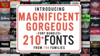 حزمة خطوط روعة الروائع كاملة Magnificent Gorgeous Fonts Bundles [210 Fonts / 194 Families