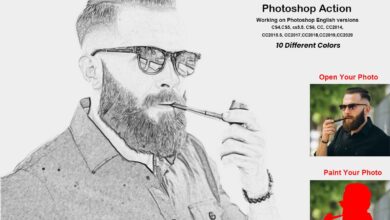 اكشن رسم احترافي Professional Sketch Photoshop Action - 5851796