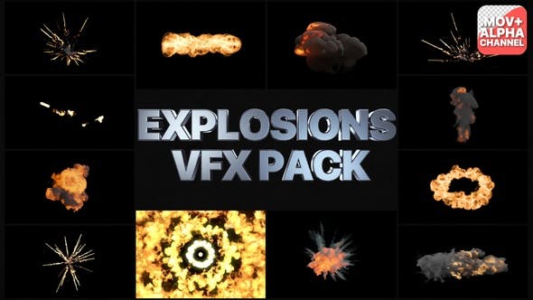 حزمة انفجارات المؤثرات البصرية | موشن جرافيك Videohive - VFX Explosions Pack | Motion Graphics - 32901514