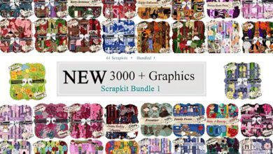 حزمة مجموعة القصاصات اكثر 62 رسومات مميزة مدفوعة Scrapkit Bundle - 62 Premium Graphics