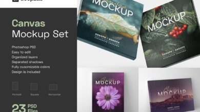 موك اب كينفس CreativeMarket - Canvas Mockup Set