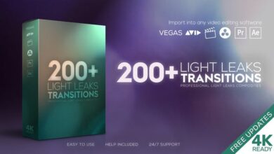 الحزمة كاملة Videohive - 4K Light Leaks Transitions (23604155)