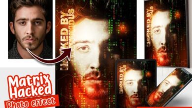 قالب تاثير الماتركس للفوتوشوب Matrix Hacked Photo effect template