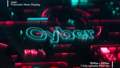 حزمة شاشة نيون مستقبلية للفوتوشوب Cyber - Futuristic Neon Display 5845749