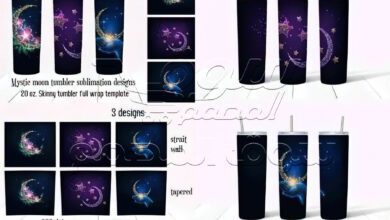 تصاميم التسامي بهلوان القمر الغامضMystic Moon Tumbler Sublimation Designs