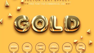 تاثير نص الذهب الواقعي Realitic Gold - Editable Text Effect - 6450221