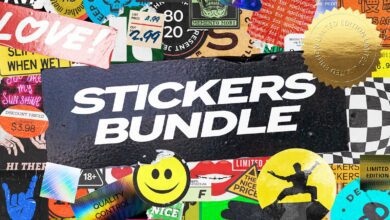 كنز المصمم الحزمة الاضخم للستكرات كاملة CreativeMarket - Sticker Mockup Bundle Logo Branding 5142909