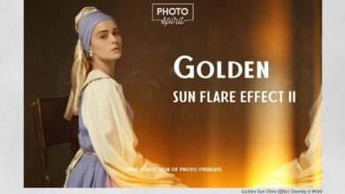تأثير تراكب الشمس الذهبية Golden Sun Flare Overlay Effect II