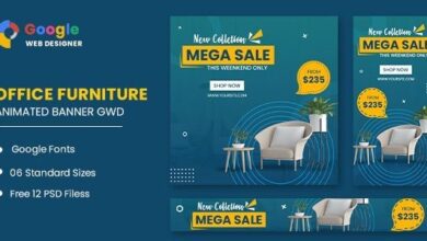 قوالب اعلانات متحركة للمواقع CodeCanyon - Office Furniture Google Adwords HTML5 Banner Ads GWD v1.0 - 33905453