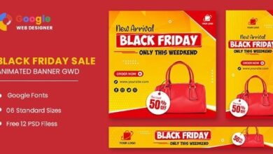 قوالب اعلانات متحركة للمواقع CodeCanyon - Black Friday Sale Bag HTML5 Banner Ads GWD v1.0 - 33905479