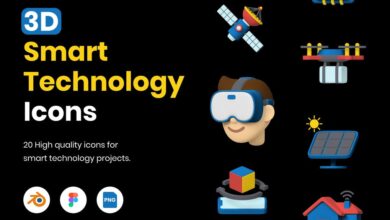 أيقونات تقنية ذكية ثلاثية الأبعاد 3D Smart Technology Icons