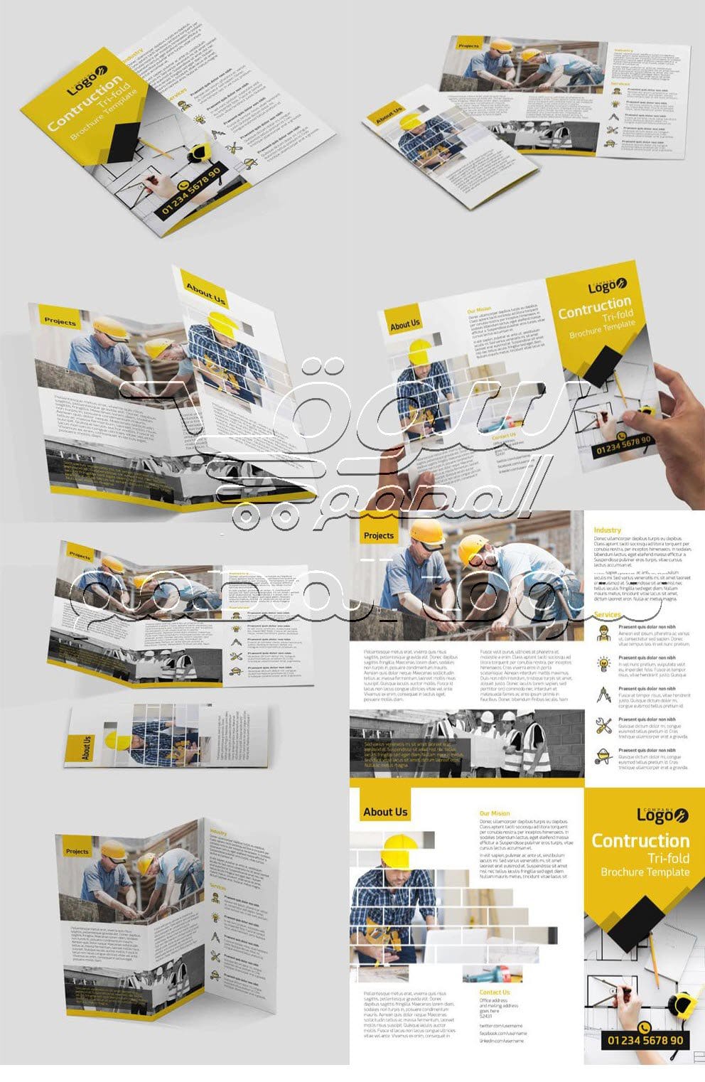 قالب PSD كتيب البناء ثلاثي الطيات