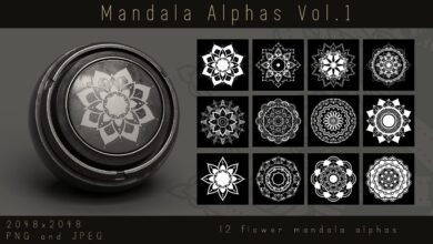 ArtStation - Ornate Lotus Flower Mandala Alphas