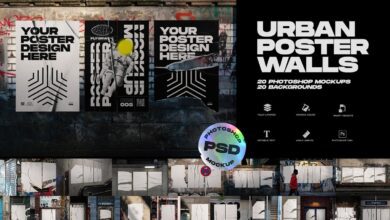 CreativeMarket - Urban Poster Wall Mockups 5013944 حزمة الملصقات الحضرية