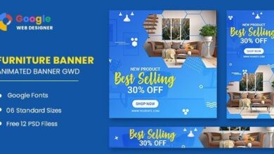 قوالب اعلانات متحركة للمواقع CodeCanyon - Furniture Google Adwords HTML5 Banner Ads GWD v1.0 - 33905456