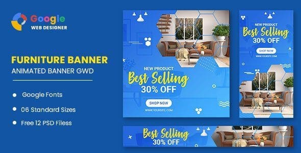 قوالب اعلانات متحركة للمواقع CodeCanyon - Furniture Google Adwords HTML5 Banner Ads GWD v1.0 - 33905456