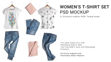 CreativeMarket - Women's T-Shirt and Jeans Mockup Set 6509992