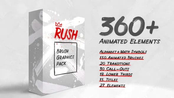 الحزمة كاملة شغالة مية بالمية Videohive - Rush - Brush Graphics Pack - 28683029