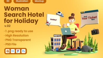 3D Woman Search Hotel for Holiday v.02