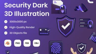 الحزمة كاملة Security Dark 3D Illustration