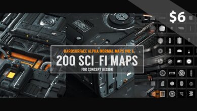 Artstation – Hard surface Alpha/Normal Maps Vol 1: 200 Sci-fi Maps