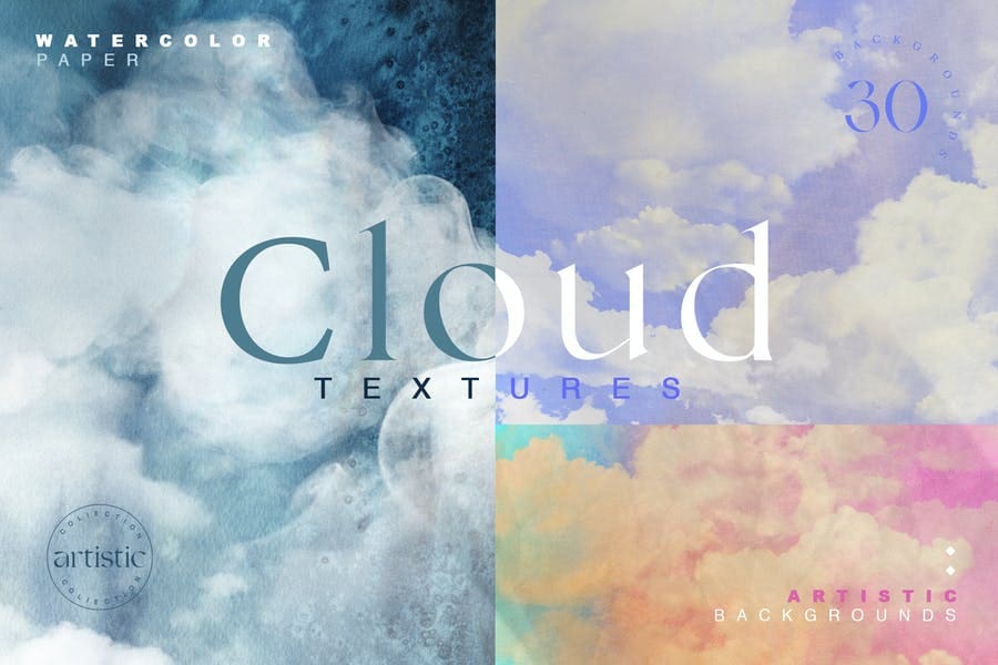 Cloudy Watercolor Abstract Textures