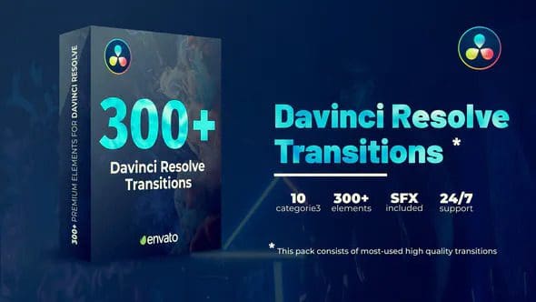 تنقلات جديدة Videohive - Transitions Library for DaVinci Resolve - 34325208